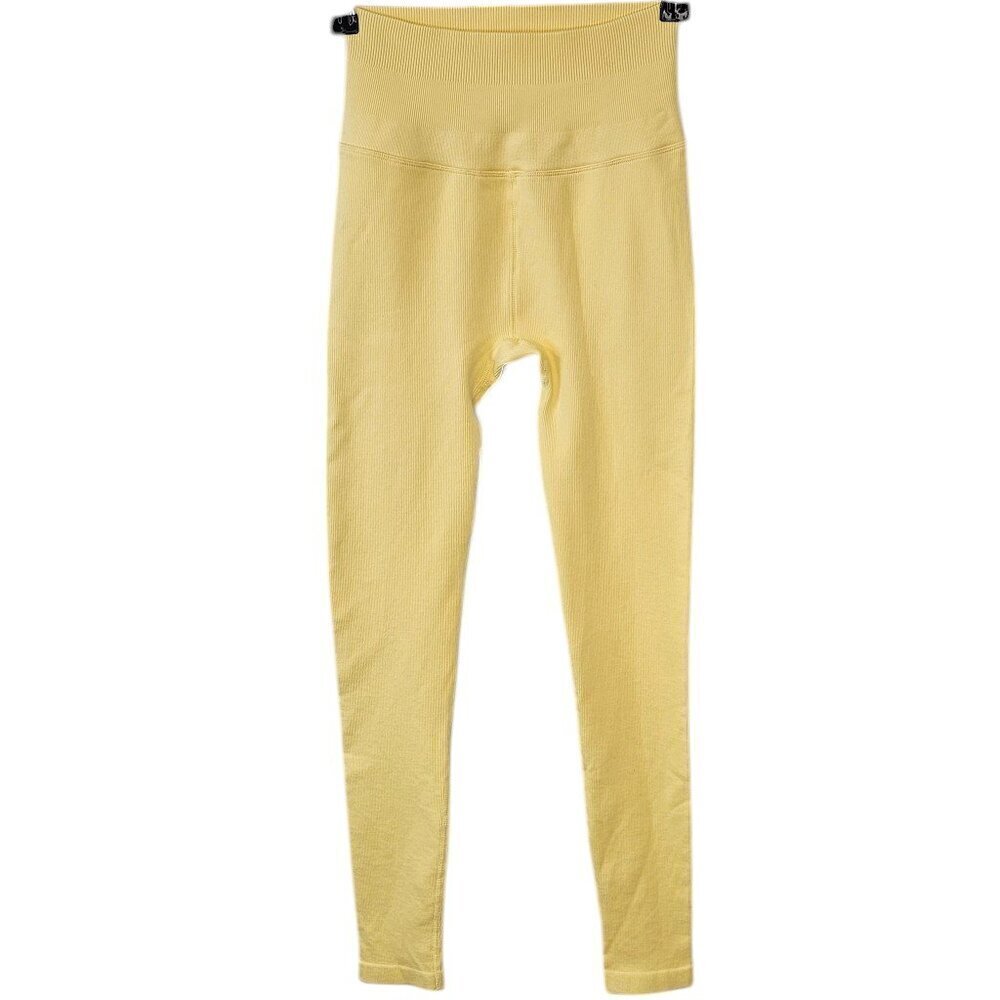 Spiritual Gangster Womens Love Sculpt Legging, Ribbed, Athletic,Yellow,Size XS/S